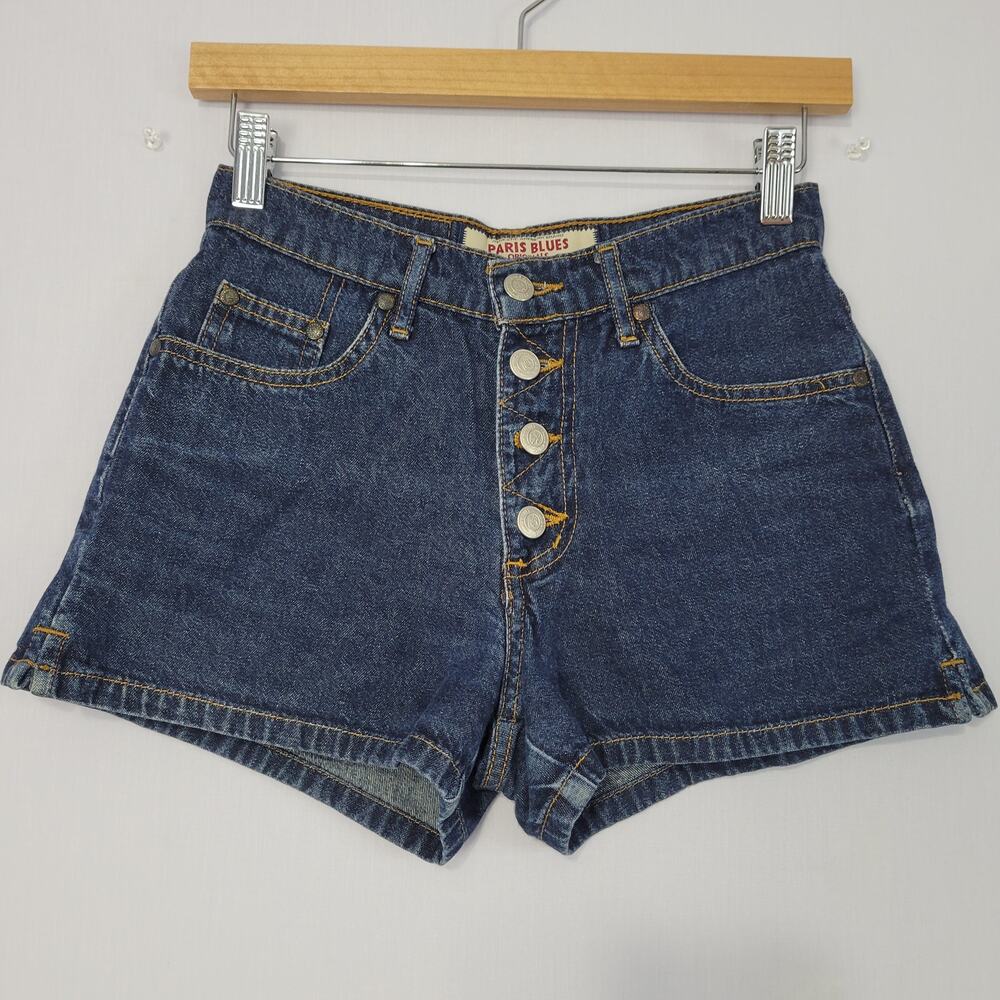 Vintage Y2K Paris Blues Exposed Button Fly Denim Shorts sz 1 Blue Country Grunge